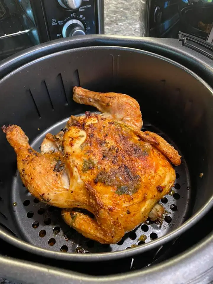 Full chicken cooked in an air fryer