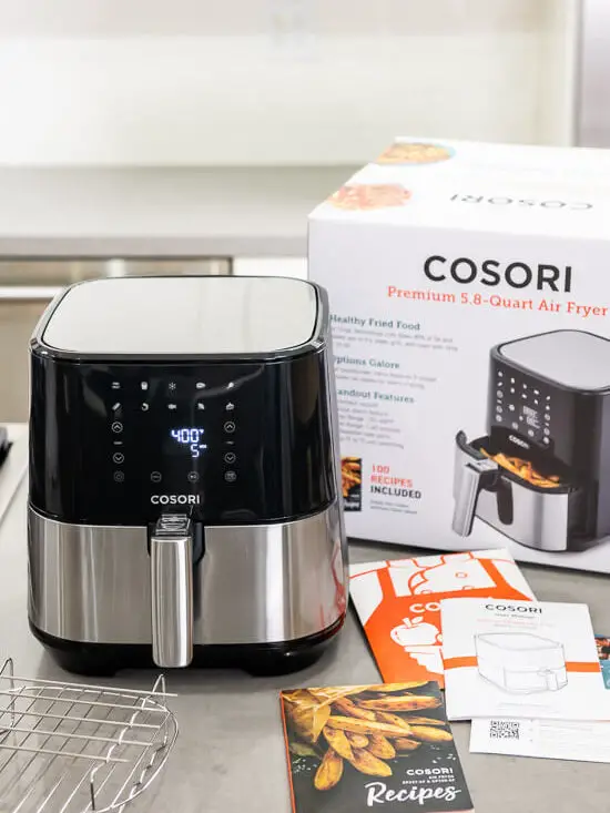 Cosori air fryer with a recipe in the box. The first place to find an air fryer recipe