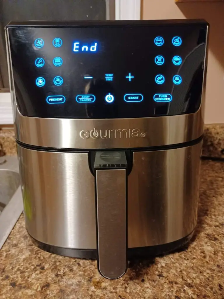 A Gourmia air fryer that has stopped when the timer run out