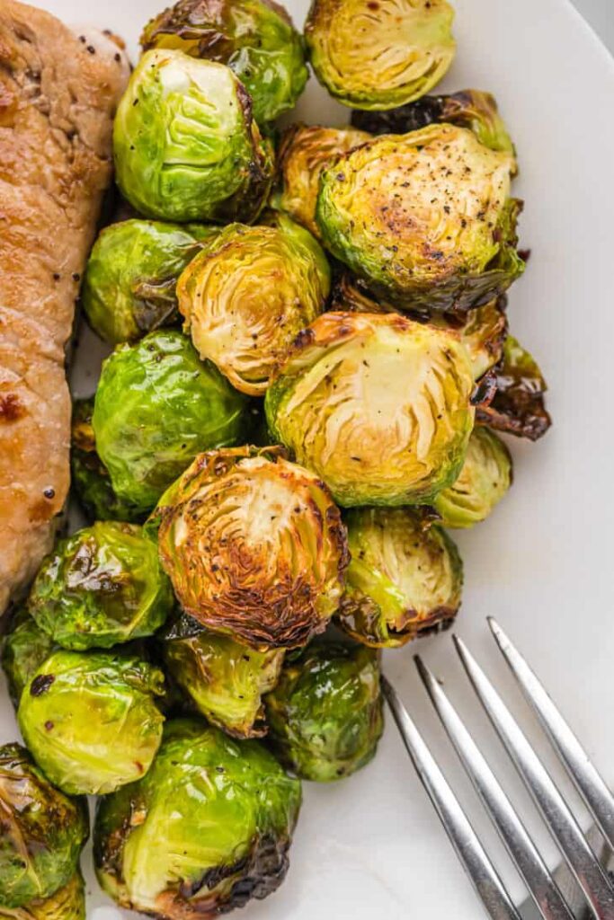 Air Fryer Brussels Sprouts (& Optional Glaze) by Rachel