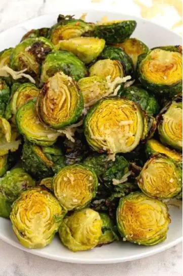 Air Fryer Parmesan Brussels Sprouts by Becky