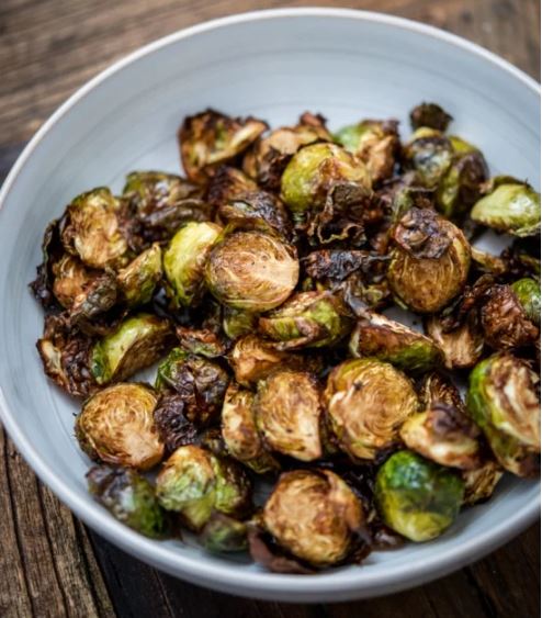 Air Fryer Roasted Brussels Sprouts with Balsamic