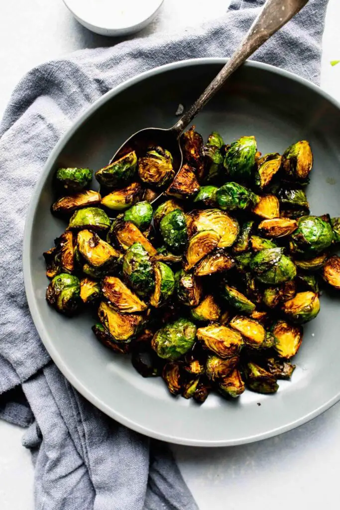 Crispy Air Fryer Brussels Sprouts with Balsamic by Erin
