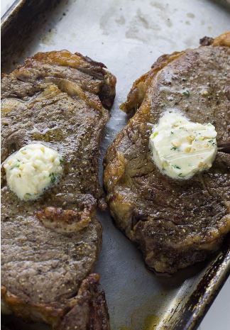 Perfect Air Fryer Steak with Garlic Herb Butter by Tanya